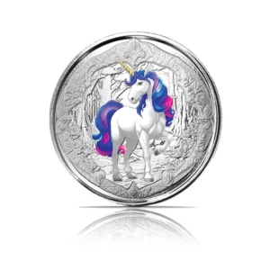 2024 - Colored Fiji Unicorn Azurea Pink & Blue 1 oz Silver Coin