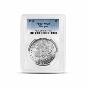 1921 – Morgan One Dollar Silver Coin (MS65, PCGS)