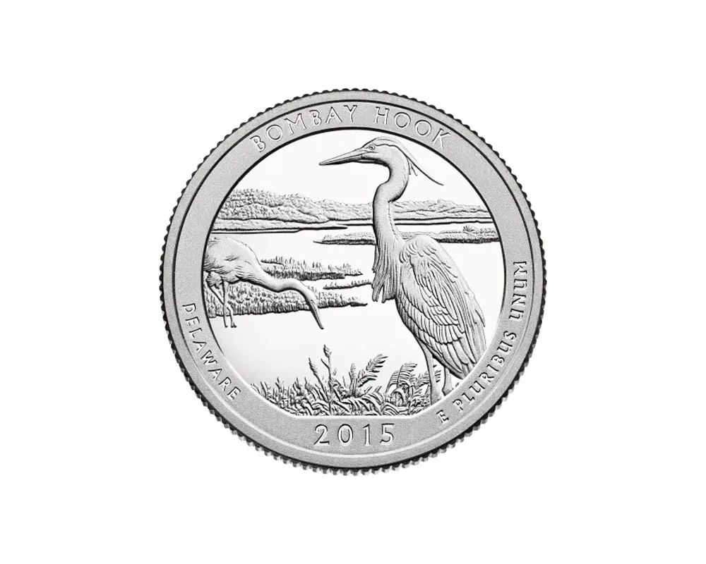 2015 S – America the Beautiful Quarter Silver Proof Coin – Bombay Hook