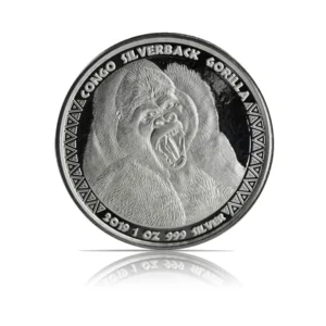 2019 - Republic of Congo Gorilla 1 oz Silver Coin