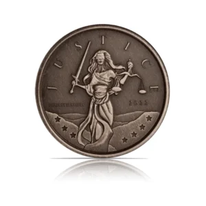 2022 - Gibraltar Lady Justice (Antiqued) 1 oz Silver Coins