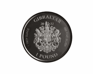 2022 – Gibraltar Royal Arms of England: War Elephant (BU) 1 oz Silver Coin