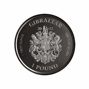 2022 – Gibraltar Royal Arms of England: War Elephant (BU) 1 oz Silver Coin