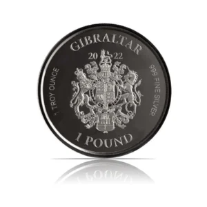 2022 – Gibraltar Royal Arms of England: War Elephant (BU) 1 oz Silver Coin