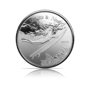 2022 - St Kitts & Nevis Underwater Surfer (BU) 1 oz Silver Coin