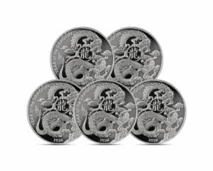 2024 – Asahi Lunar Dragon 1 oz Silver Rounds (Set of 5)