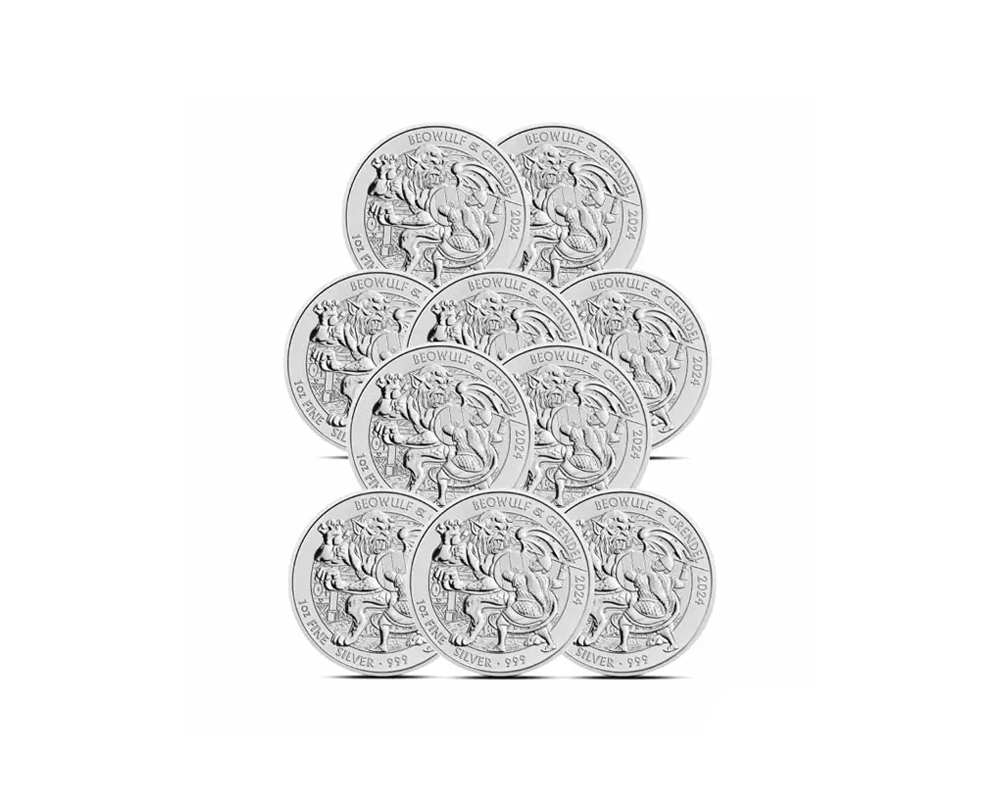 2024 – British Beowulf & Grendel (BU) 1 oz Silver Coins (Set of 10)