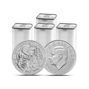 2024 – British Britannia & Liberty (BU) 1 oz Silver (4 Tubes: 100 coins)