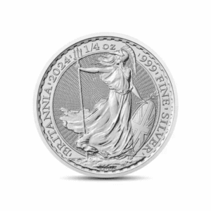 2024 – British Royal Mint Britannia (BU) 1/4 oz Silver Coins (Tube of 19 coins)