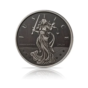 2024 - Gibraltar Lady Justice (Antiqued) 1 oz Silver Coin