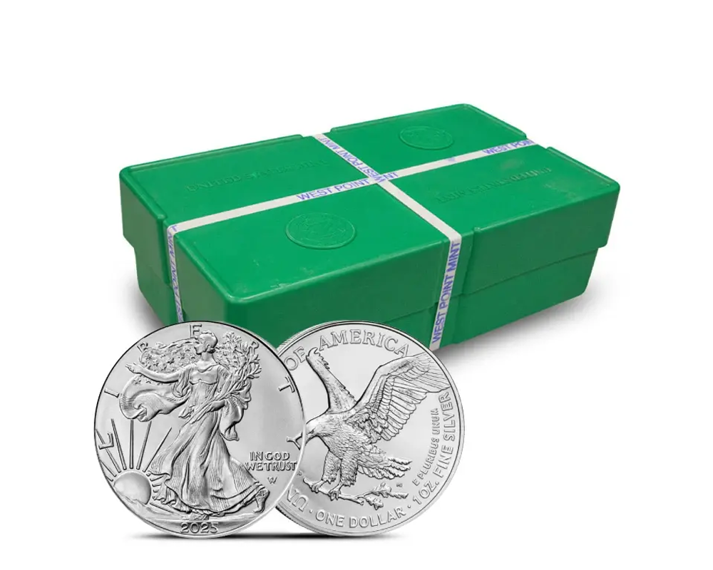 2025 – American Eagle (BU) 1 oz Silver Coins (2 Mega Boxes: 1,000 coins)