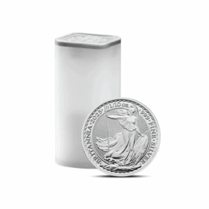2025 – British Britannia (BU) 1/10 oz Silver Coins (Tube of 16 coins)