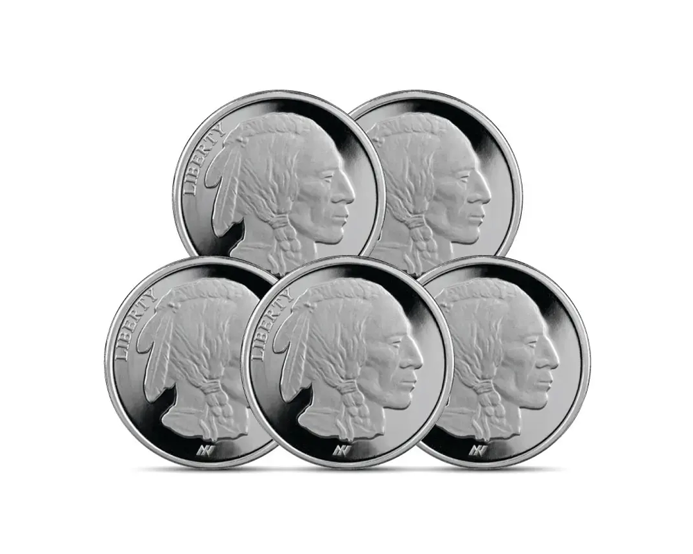 Asahi Buffalo Design 1 oz Silver Proof Rounds (Set of 5)