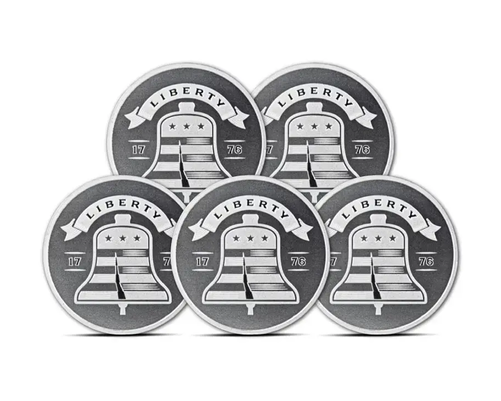 Asahi Liberty Bell 1 oz Silver Rounds (Set of 5)