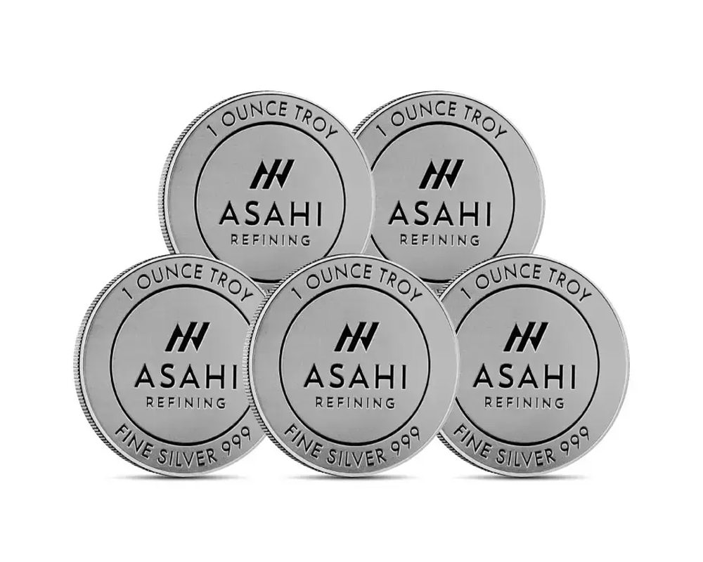 Asahi Logo 1 oz Silver Rounds (Set of 5)