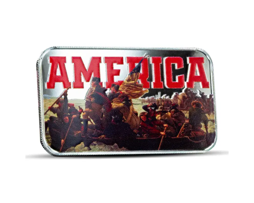 Colored Scottsdale Patriotic America Crossing the Delaware 1 oz Silver Bar
