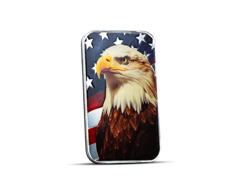 Colored Scottsdale Patriotic Bald Eagle 1 oz Silver Bar