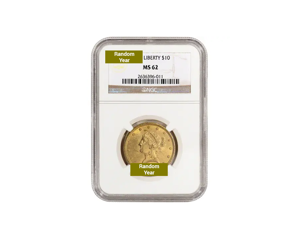 Pre-1933 – $10 Liberty Eagle Gold Coin (MS62, NGC or PCGS)