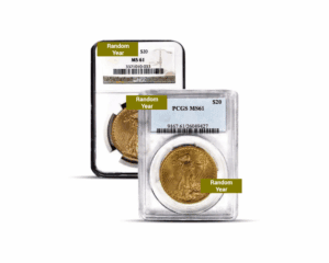 Pre-1933 – $20 Saint Gaudens Gold Coin (MS61, NGC or PCGS)
