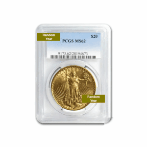 Pre-1933 – $20 Saint Gaudens Gold Coin (MS62, NGC or PCGS)