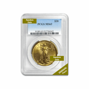 Pre-1933 – $20 Saint Gaudens Gold Coin (MS63, NGC or PCGS)