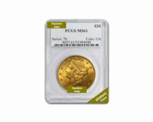 Pre-1933 – $20 Liberty Double Eagle Gold Coin (MS61, NGC or PCGS)