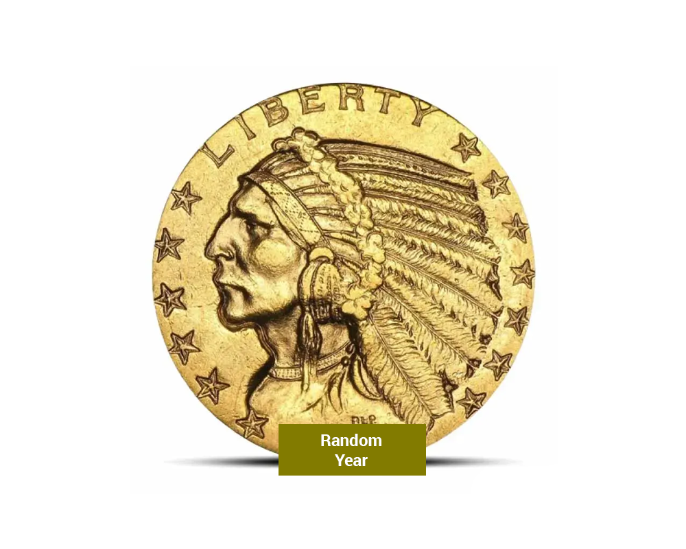 Pre-1933 – $5 Indian Half Eagle (AU) Gold Coin