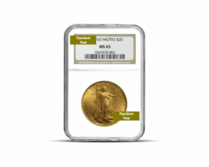 Random Year – $20 Saint Gaudens Gold Coin (MS65, NGC or PCGS)