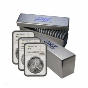 Random Year – American Eagle 1 oz Silver Coins (MS69, NGC) (Type 1 & 2) (Set of 41)