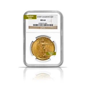 Pre-1933 – $20 Saint Gaudens Gold Coin (MS64, NGC or PCGS)