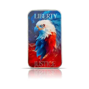 Colored Scottsdale Patriotic Liberty and Justice Bald Eagle 1 oz Silver Bar