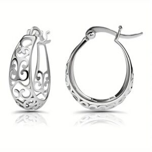 Pair Of Bohemian Style 925 Silver Hoop Earrings