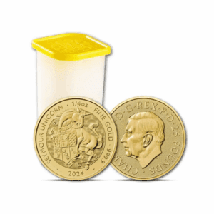 2024 – British Tudor Beasts Seymour Unicorn (BU) 1/4 oz Gold Coins (Tube of 25 Coins)