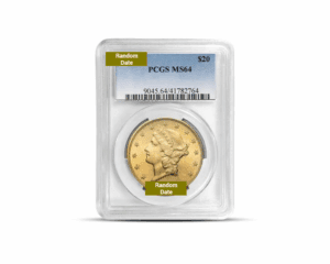 Random Year – $20 Liberty Double Eagle Gold Coin (MS64, NGC or PCGS)