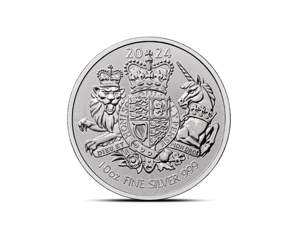 2024 – British Royal Arms (BU) 10 oz Silver Coin