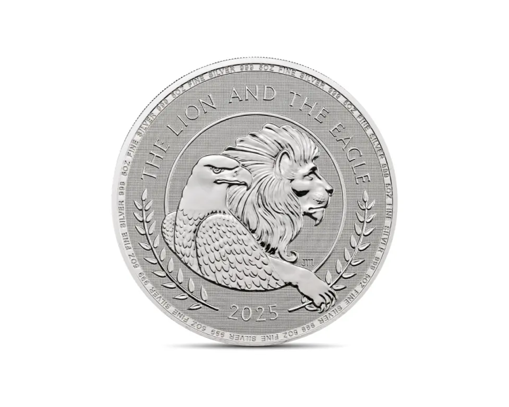 2025 – British Lion and American Eagle (BU) 5 oz Silver Coin