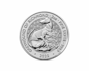 2025 – British Tudor Beasts: Greyhound of Richmond (BU) 2 oz Silver Coin