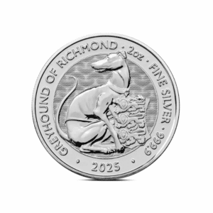 2025 – British Tudor Beasts: Greyhound of Richmond (BU) 2 oz Silver Coin