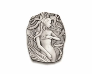 Argentia Art Nouveau Woman (UHR) Antiqued 10 oz Silver Bar