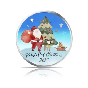 2024 - Colored Baby's First Christmas 1 oz Silver Round