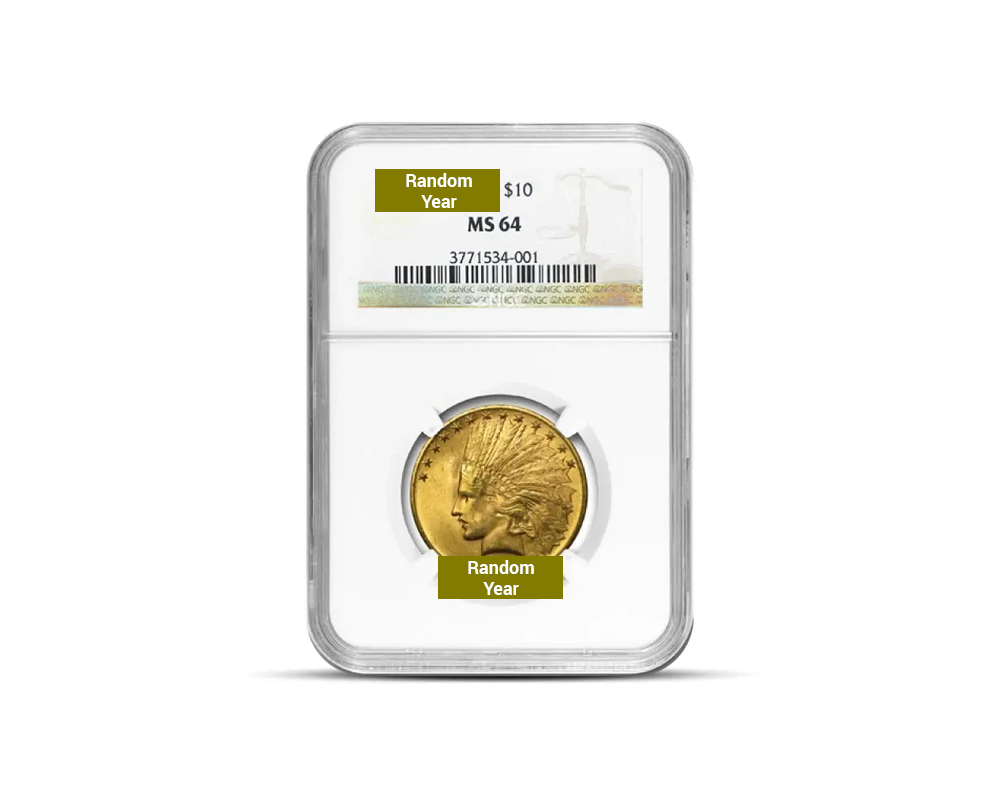 Pre-1933 – $10 Indian Eagle Gold Coin (MS64, NGC or PCGS)