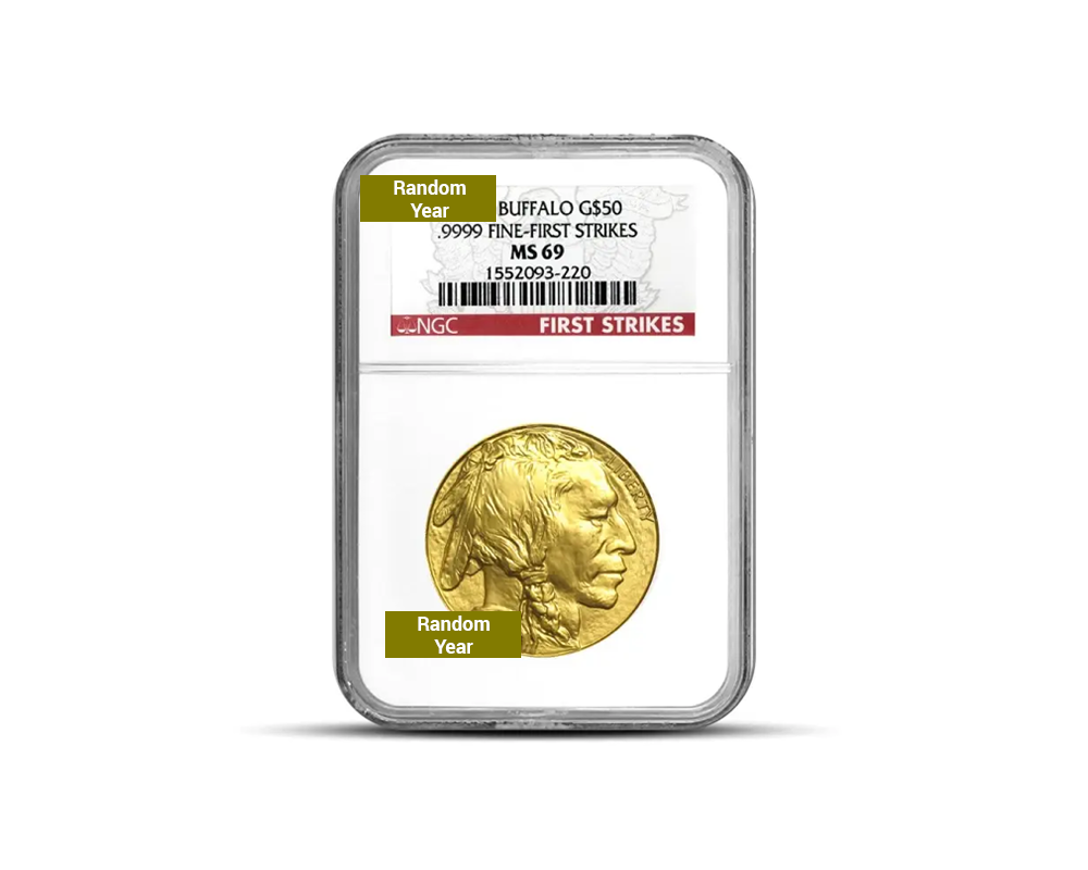 Random Year – Buffalo 1 oz Gold Coin (MS69, PCGS or NGC)