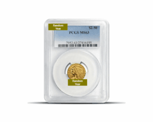 Random Year – $2.50 Indian Eagle Quarter Gold Coin (MS63, NGC or PCGS)