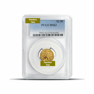 Random Year – $2.50 Indian Eagle Quarter Gold Coin (MS63, NGC or PCGS)