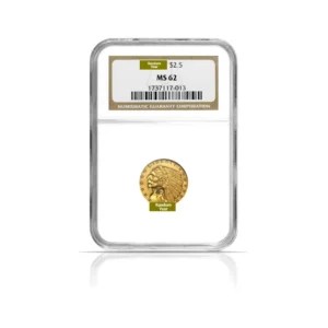 Random Year - $2.50 Indian Quarter Eagle Gold Coin (MS62, NGC or PCGS)
