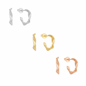 Pair of Handmade 925 Sterling Silver Earrings Women | Wavy twisted slight drop style